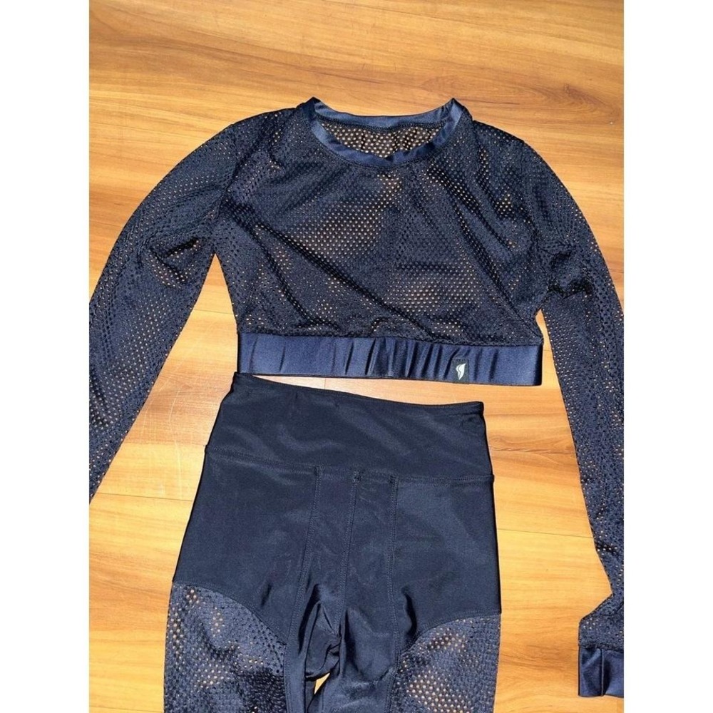 NWOT Bona Fide Mesh See Through Crop Workout Yoga Leggings Top Athletic Suit - Picture 4 of 6